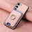 For Samsung Galaxy S24 FE 5G Retro Cross Leather Ring Vertical Insert Card Bag MagSafe Phone Case(Pink)