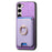 For Samsung Galaxy S24 FE 5G Retro Cross Leather Ring Vertical Insert Card Bag MagSafe Phone Case(Purple)