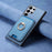 For Samsung Galaxy S24 Ultra 5G Retro Cross Leather Ring Vertical Insert Card Bag MagSafe Phone Case(Blue)