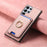 For Samsung Galaxy S24 Ultra 5G Retro Cross Leather Ring Vertical Insert Card Bag MagSafe Phone Case(Pink)