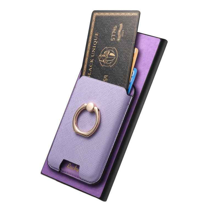 For Samsung Galaxy S24 Ultra 5G Retro Cross Leather Ring Vertical Insert Card Bag MagSafe Phone Case(Purple)