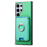 For Samsung Galaxy S24 Ultra 5G Retro Cross Leather Ring Vertical Insert Card Bag MagSafe Phone Case(Green)