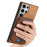 For Samsung Galaxy S24 Ultra 5G Retro Cross Leather Ring Vertical Insert Card Bag MagSafe Phone Case(Brown)
