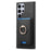 For Samsung Galaxy S24 Ultra 5G Retro Cross Leather Ring Vertical Insert Card Bag MagSafe Phone Case(Black)