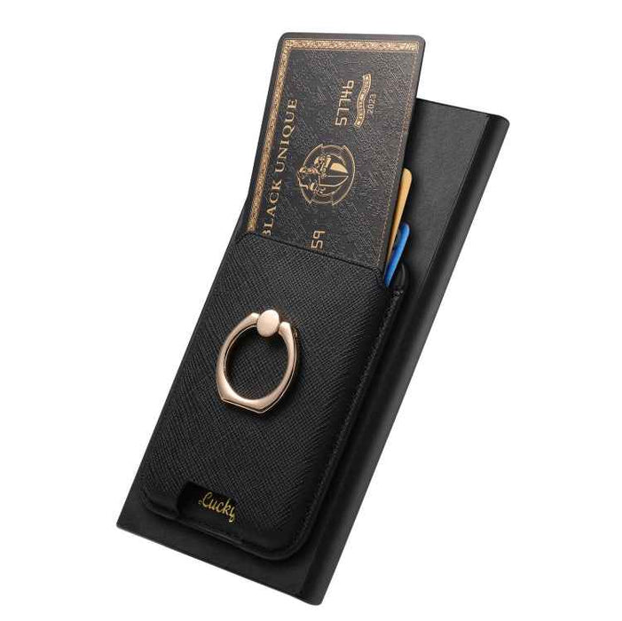 For Samsung Galaxy S24 Ultra 5G Retro Cross Leather Ring Vertical Insert Card Bag MagSafe Phone Case(Black)