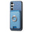 For Samsung Galaxy S24+ 5G Retro Cross Leather Ring Vertical Insert Card Bag MagSafe Phone Case(Blue)