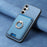 For Samsung Galaxy S24+ 5G Retro Cross Leather Ring Vertical Insert Card Bag MagSafe Phone Case(Blue)