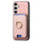 For Samsung Galaxy S24+ 5G Retro Cross Leather Ring Vertical Insert Card Bag MagSafe Phone Case(Pink)
