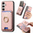 For Samsung Galaxy S24+ 5G Retro Cross Leather Ring Vertical Insert Card Bag MagSafe Phone Case(Pink)