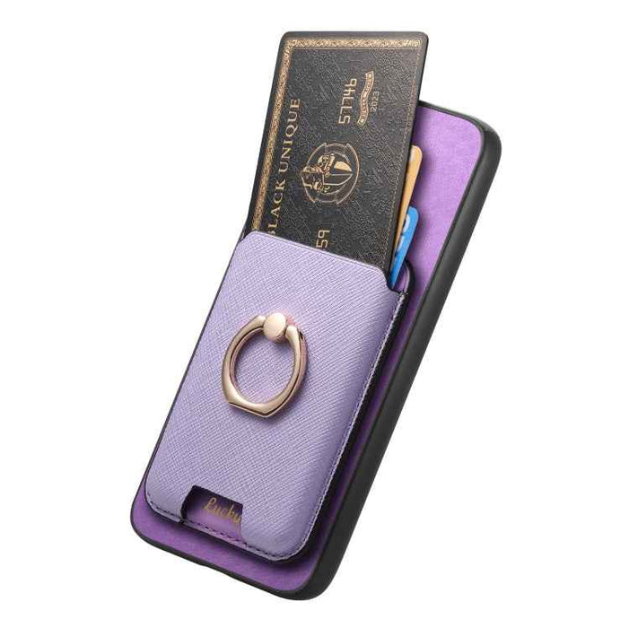 For Samsung Galaxy S24+ 5G Retro Cross Leather Ring Vertical Insert Card Bag MagSafe Phone Case(Purple)