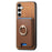 For Samsung Galaxy S24+ 5G Retro Cross Leather Ring Vertical Insert Card Bag MagSafe Phone Case(Brown)