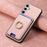 For Samsung Galaxy S24 5G Retro Cross Leather Ring Vertical Insert Card Bag MagSafe Phone Case(Pink)