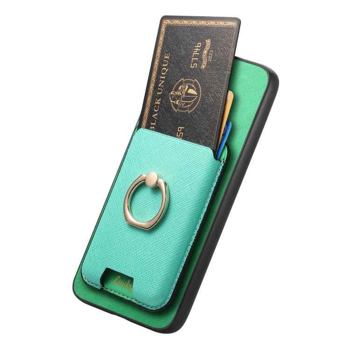 For Samsung Galaxy S24 5G Retro Cross Leather Ring Vertical Insert Card Bag MagSafe Phone Case(Green)