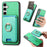 For Samsung Galaxy S24 5G Retro Cross Leather Ring Vertical Insert Card Bag MagSafe Phone Case(Green)
