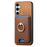 For Samsung Galaxy S24 5G Retro Cross Leather Ring Vertical Insert Card Bag MagSafe Phone Case(Brown)