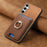 For Samsung Galaxy S24 5G Retro Cross Leather Ring Vertical Insert Card Bag MagSafe Phone Case(Brown)