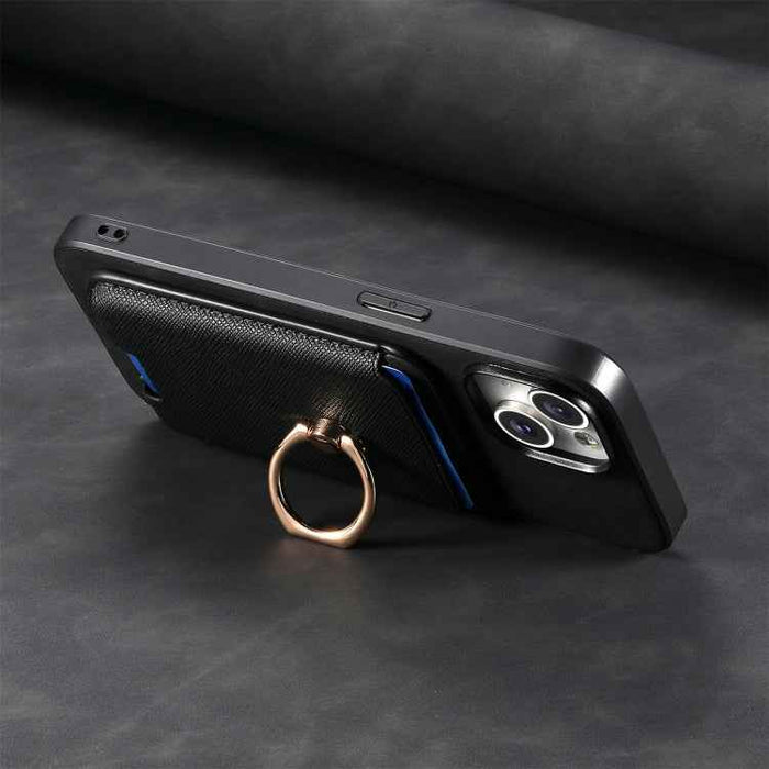 For Samsung Galaxy S24 5G Retro Cross Leather Ring Vertical Insert Card Bag MagSafe Phone Case(Black)