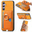 For Samsung Galaxy S24 FE 5G Retro Cross Leather Ring Side Insert Card Bag MagSafe Phone Case(Yellow)