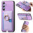 For Samsung Galaxy S24 FE 5G Retro Cross Leather Ring Side Insert Card Bag MagSafe Phone Case(Purple)