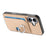 For iPhone 17 Carbon Fiber Ring Side Insert Card Bag MagSafe Phone Case(Khaki)