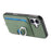 For iPhone 17 Carbon Fiber Ring Side Insert Card Bag MagSafe Phone Case(Green)