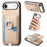 For iPhone Air Carbon Fiber Ring Side Insert Card Bag MagSafe Phone Case(Khaki)
