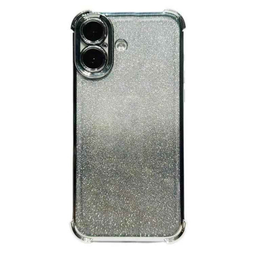 For iPhone 16 Electrpolated Glitter Four-corner Shockproof Space TPU Phone Case(Gradient Silver)