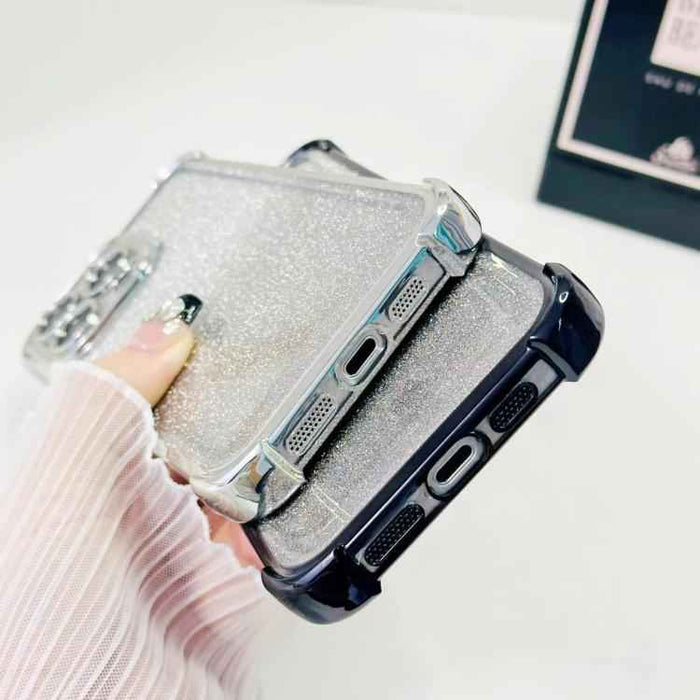 For iPhone 16 Electrpolated Glitter Four-corner Shockproof Space TPU Phone Case(Gradient Black)