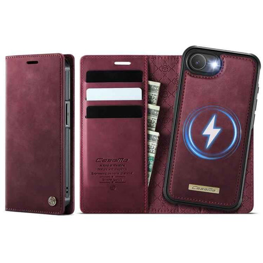 For iPhone 16e CaseMe C49 MagSafe RFID Blocking Detachable Wallet Leather Phone Case(Red)