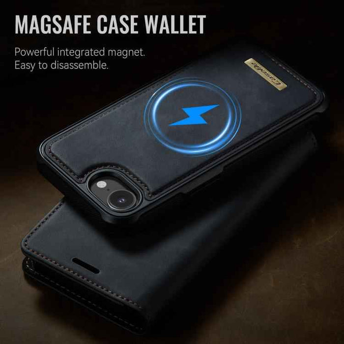 For iPhone 16e CaseMe C49 MagSafe RFID Blocking Detachable Wallet Leather Phone Case(Black)