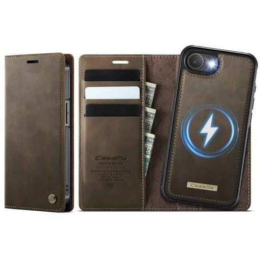For iPhone 16e CaseMe C49 MagSafe RFID Blocking Detachable Wallet Leather Phone Case(Coffee)