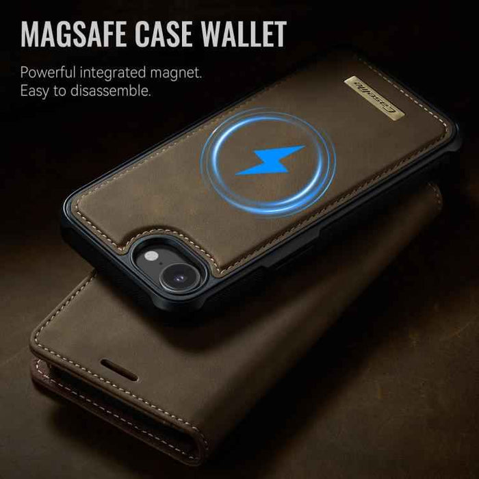 For iPhone 16e CaseMe C49 MagSafe RFID Blocking Detachable Wallet Leather Phone Case(Coffee)