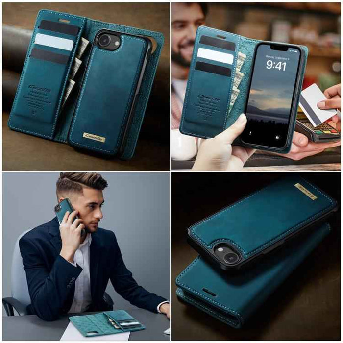 For iPhone 16e CaseMe C49 MagSafe RFID Blocking Detachable Wallet Leather Phone Case(Green)