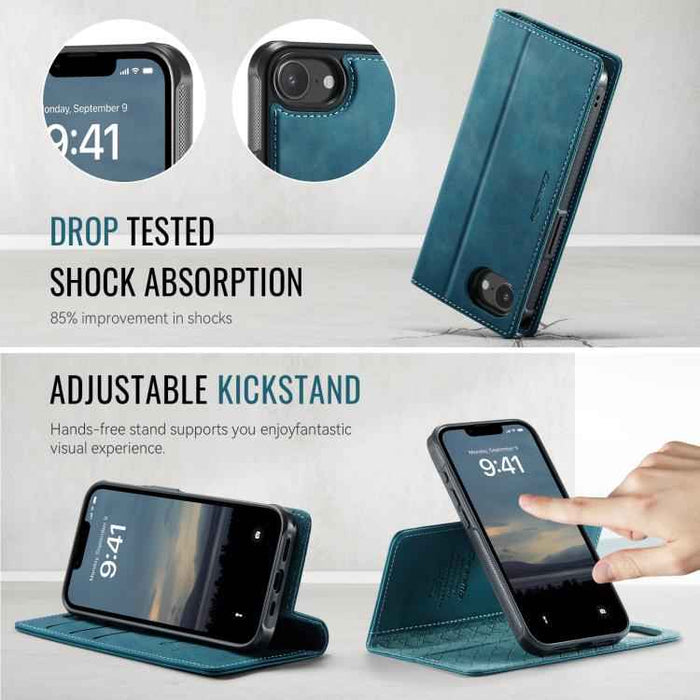 For iPhone 16e CaseMe C49 MagSafe RFID Blocking Detachable Wallet Leather Phone Case(Green)