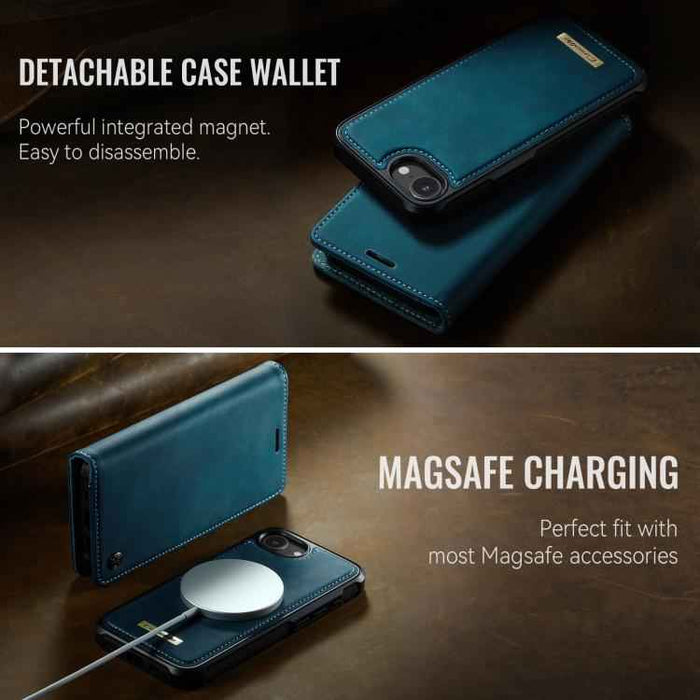 For iPhone 16e CaseMe C49 MagSafe RFID Blocking Detachable Wallet Leather Phone Case(Green)