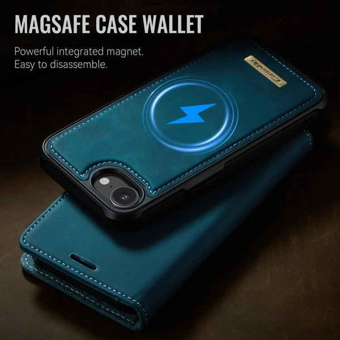 For iPhone 16e CaseMe C49 MagSafe RFID Blocking Detachable Wallet Leather Phone Case(Green)
