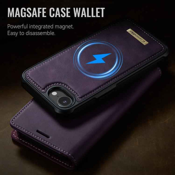 For iPhone 16e CaseMe C49 MagSafe RFID Blocking Detachable Wallet Leather Phone Case(Purple)