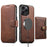 For iPhone 14 Pro Max Suteni Q05S1 3-in-1 Detachable Wallet MagSafe Leather Phone Case(Brown)