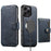 For iPhone 14 Pro Max Suteni Q05S1 3-in-1 Detachable Wallet MagSafe Leather Phone Case(Blue)