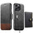 For iPhone 14 Pro Max Suteni Q06S1 3-in-1 Splicing Detachable Wallet MagSafe Leather Phone Case(Black)
