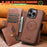 For iPhone 14 Pro Max Suteni Q06S1 3-in-1 Splicing Detachable Wallet MagSafe Leather Phone Case(Brown)