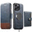 For iPhone 14 Pro Max Suteni Q06S1 3-in-1 Splicing Detachable Wallet MagSafe Leather Phone Case(Blue)