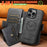 For iPhone 15 Suteni Q07S1 3-in-1 Detachable Wallet MagSafe Splicing Leather Phone Case(Black)
