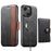 For iPhone 15 Suteni Q07S1 3-in-1 Detachable Wallet MagSafe Splicing Leather Phone Case(Black)
