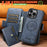 For iPhone 14 Pro Max Suteni Q07S1 3-in-1 Detachable Wallet MagSafe Splicing Leather Phone Case(Blue)