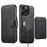 For iPhone 15 Suteni Q05S2 3-in-1 Detachable Vertical Flip Wallet MagSafe Leather Phone Case(Black)