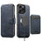 For iPhone 15 Suteni Q05S2 3-in-1 Detachable Vertical Flip Wallet MagSafe Leather Phone Case(Blue)