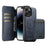 For iPhone 14 Pro Max Suteni Q05S2 3-in-1 Detachable Vertical Flip Wallet MagSafe Leather Phone Case(Blue)