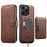 For iPhone 15 Suteni Q05S3 3-in-1 Detachable Vertical Flip Wallet MagSafe Leather Phone Case(Brown)