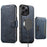 For iPhone 15 Suteni Q05S3 3-in-1 Detachable Vertical Flip Wallet MagSafe Leather Phone Case(Blue)